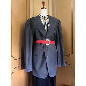 Vintage Burberry's blazer in grey virgin wool with soft stripes, size 46L